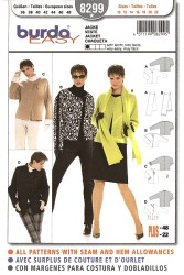 8299 BURDA SO EZ BOXY LOOSE FIT JACKET,SASH PATTERN 10-22